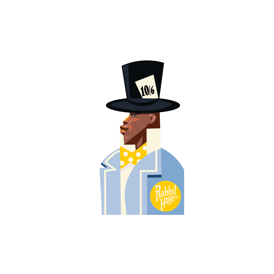 Hatter by Quincy Sticker - Rabbit Hole Distillery