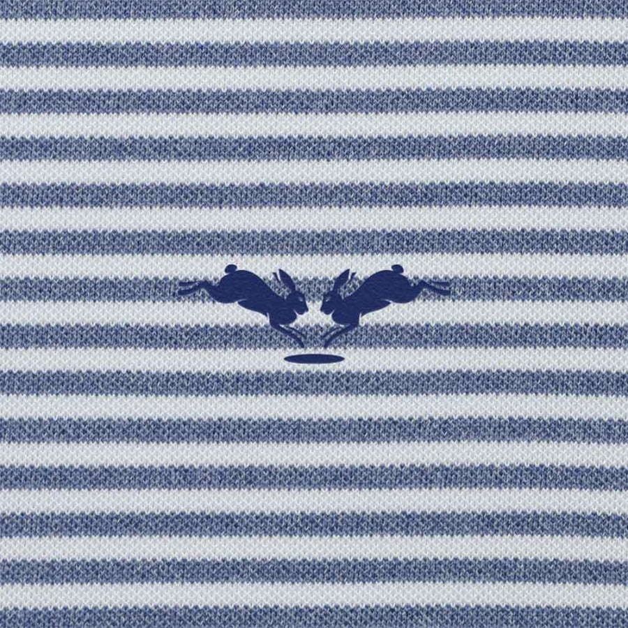 Maxwell Polo Shirt in Navy Stripe - Rabbit Hole Distillery