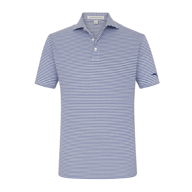 Maxwell Polo Shirt in Navy Stripe - Rabbit Hole Distillery