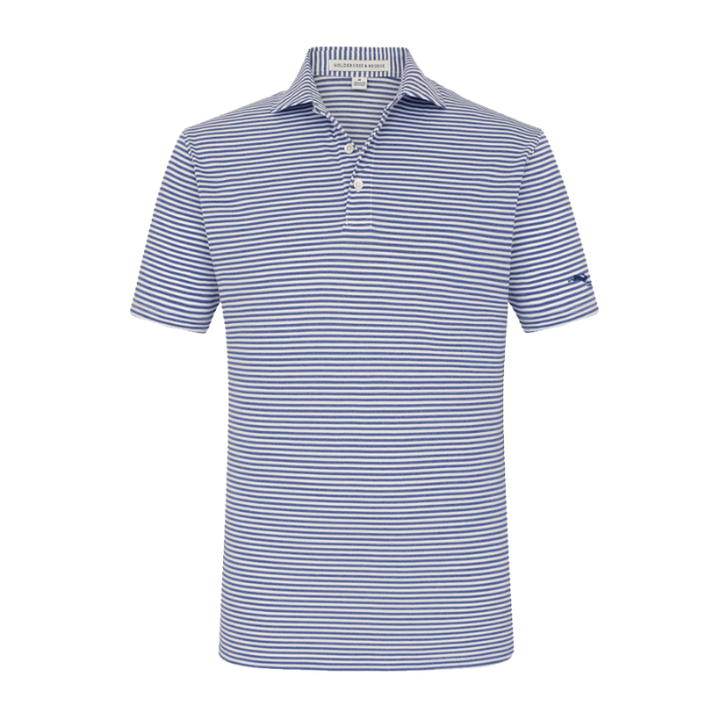 Maxwell Polo Shirt in Navy Stripe - Rabbit Hole Distillery